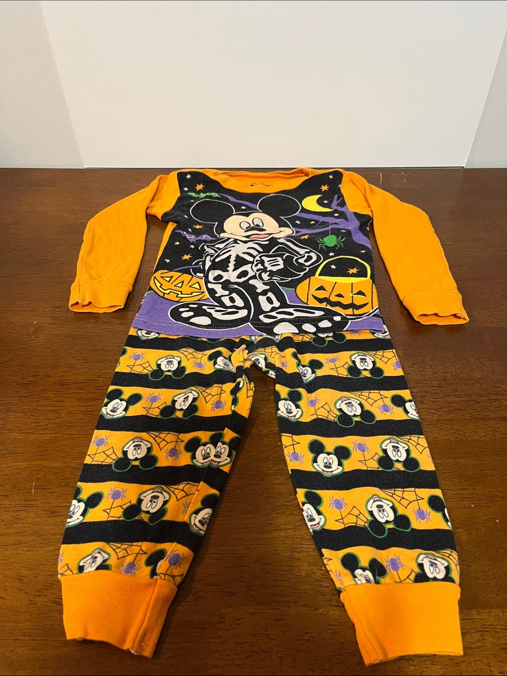Disney Mickey Mouse Halloween Pajama Set - Orange, Black, Purple